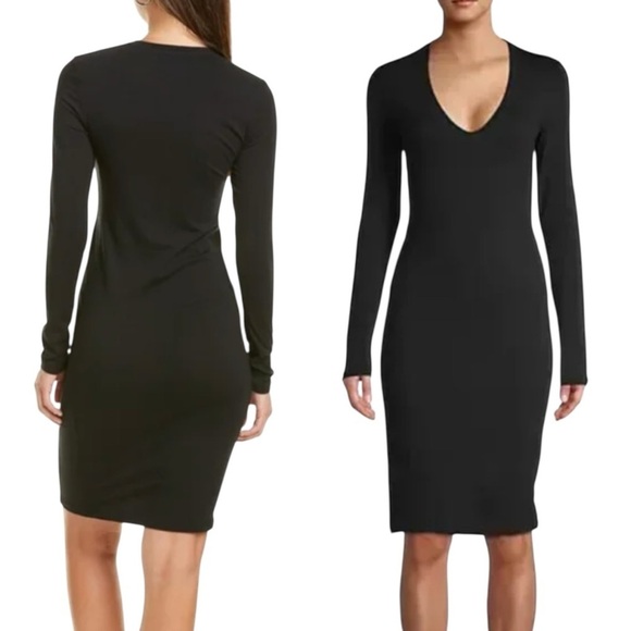 JAMES PERSE V-Neck T-Shirt Bodycon Long Sleeve Dress WJEH6655CU - Picture 2 of 11